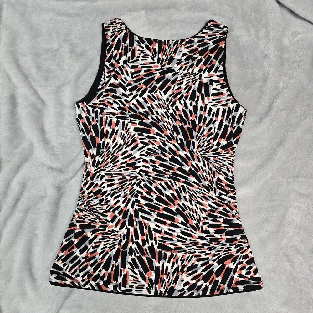 White House Black Market Black White Red Grey Patterned Womens Tank Top Small - Picture 2 of 10